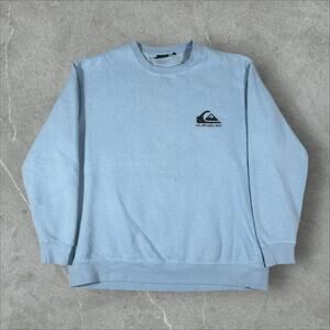 Quiksilver Y2K Surfwear Size XL Blue Surfing Pullover Fleece Crewneck Sweatshirt